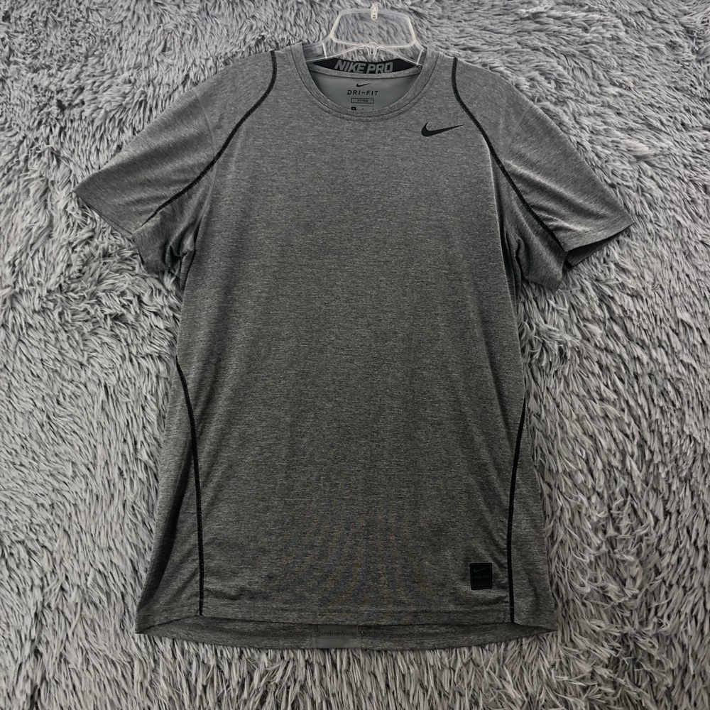 Nike Pro Shirt Mens Medium Fitted Dri Fit Gray Athletic Workout